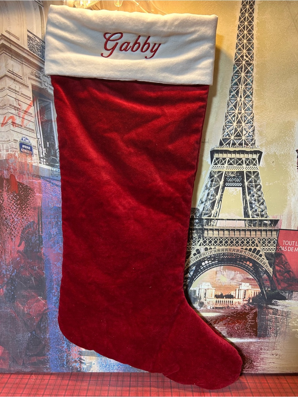 Pottery Barn stocking Gabby Christmas red velvet NWT classic new XL 32” - Picture 3 of 10